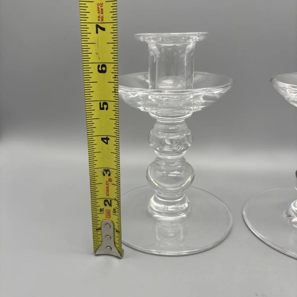 Val‎ St Lambert (2) Crystal Candlestick Holders Signed 7